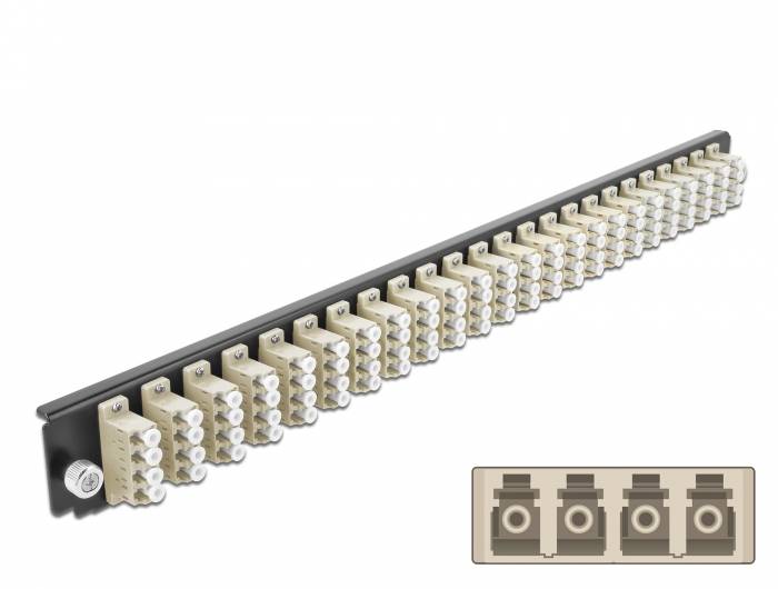 DeLOCK - Glasfaser-Spleißboxpaneel - Vorderseite - LC MM X 96 - Schwarz, beige - 1U - 48.3 cm (19")