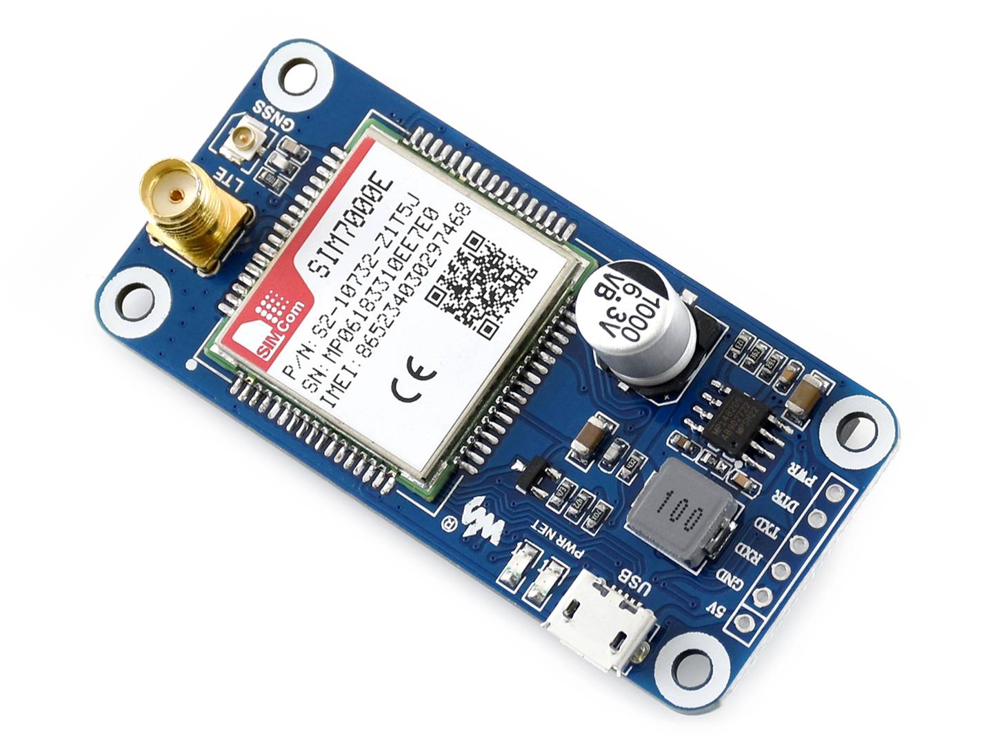 WaveShare NB-IoT / eMTC / EDGE / GPRS / GNSS HAT for Raspberry Pi, for Europe