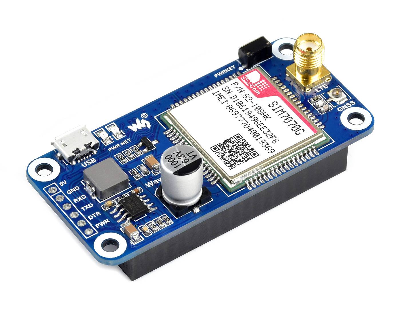 WaveShare SIM7070G NB-IoT / Cat-M / GPRS / GNSS HAT for Raspberry Pi, global band support
