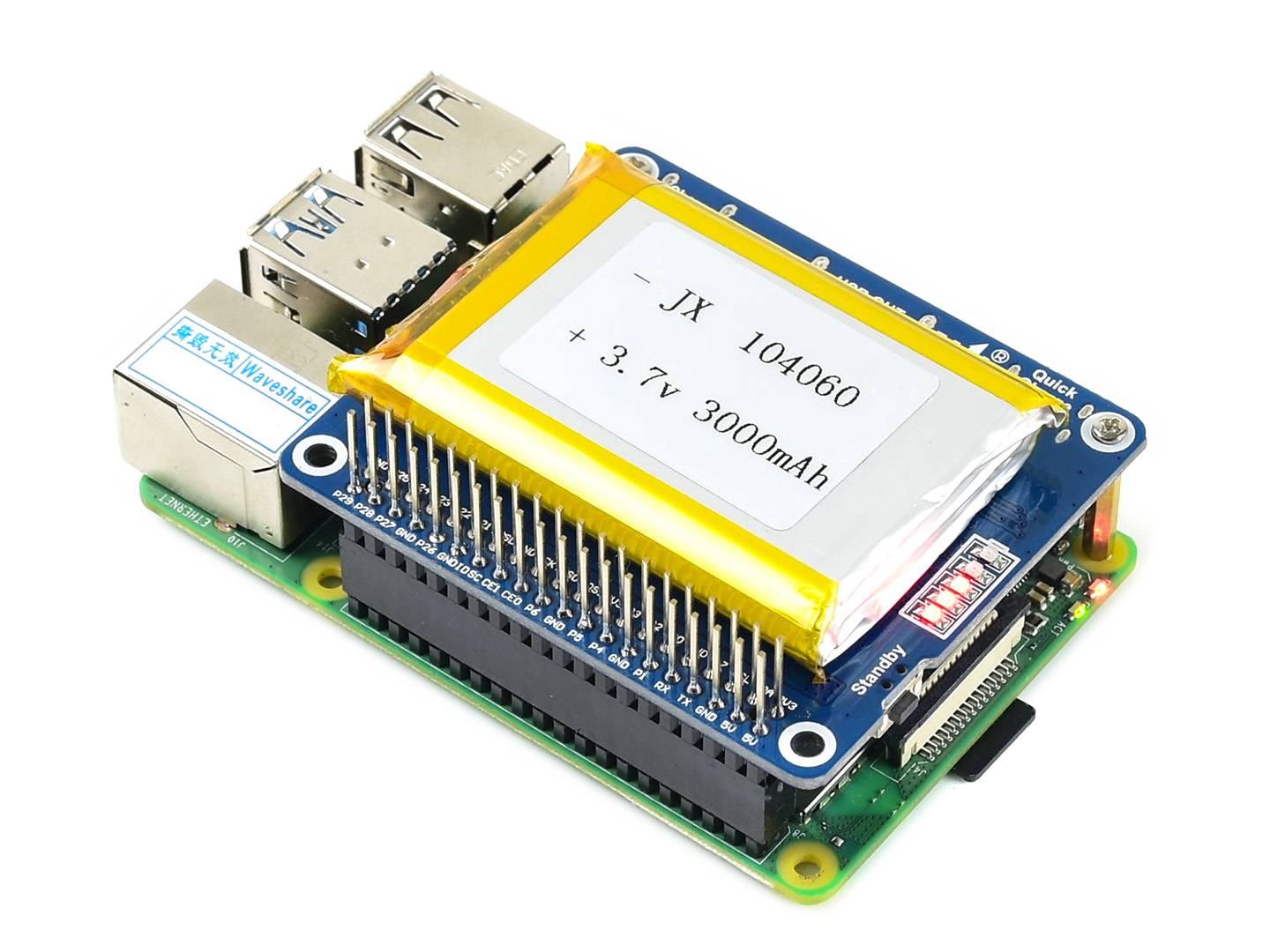 WaveShare Li-polymer Battery HAT for Raspberry Pi 3000mAh Akku
