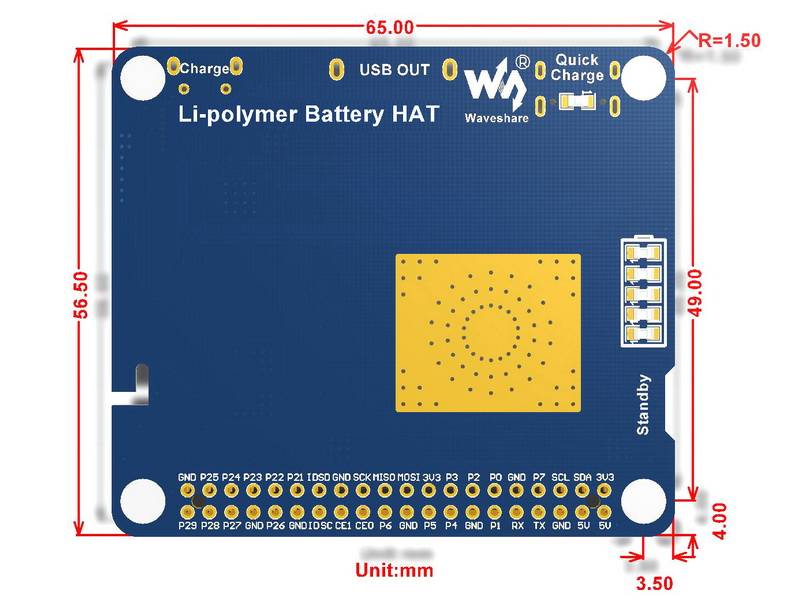 WaveShare Li-polymer Battery HAT for Raspberry Pi 3000mAh Akku