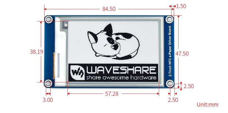 WaveShare 2.7inch Passive NFC-Powered E-Paper Module, No Battery