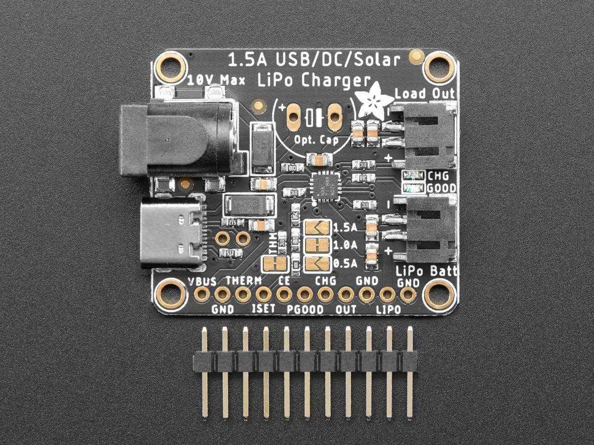 Adafruit Universal USB DC Solar Lithium Ion Polymer Lipo Charger up to 10V Input 1,5A Charge