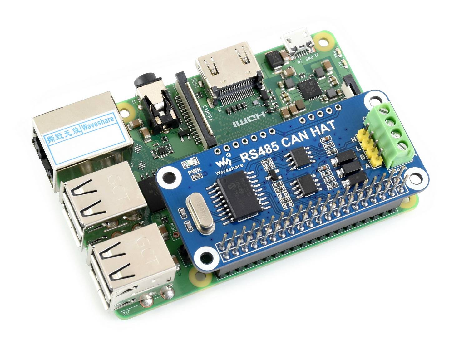 WaveShare RS485 CAN HAT for Raspberry Pi 40PIN GPIO SPI-Schnittstelle