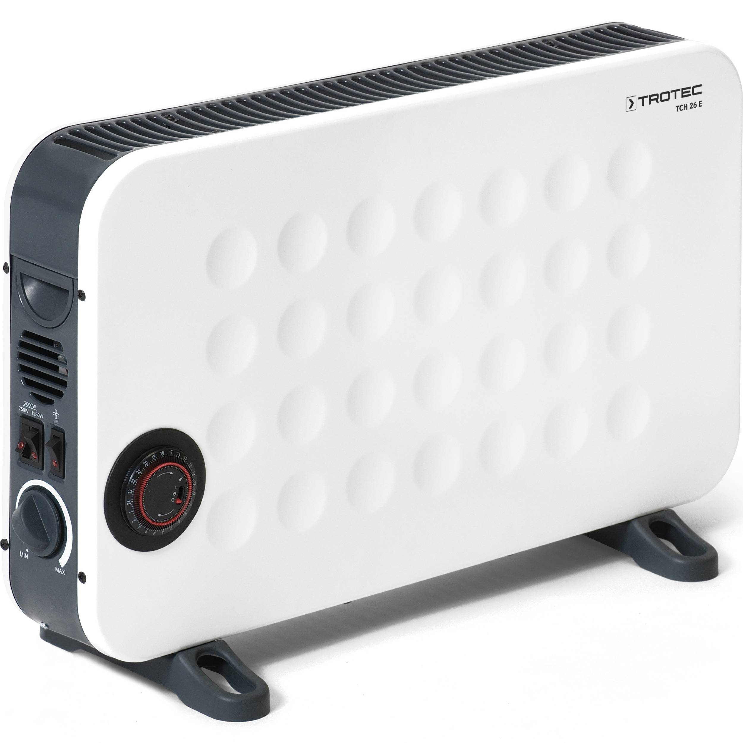 TROTEC Heizkörper elektro TCH 26 E – Heizleistung 750 W / 1250 W / 2000 W – Konvektor mobil, weiß