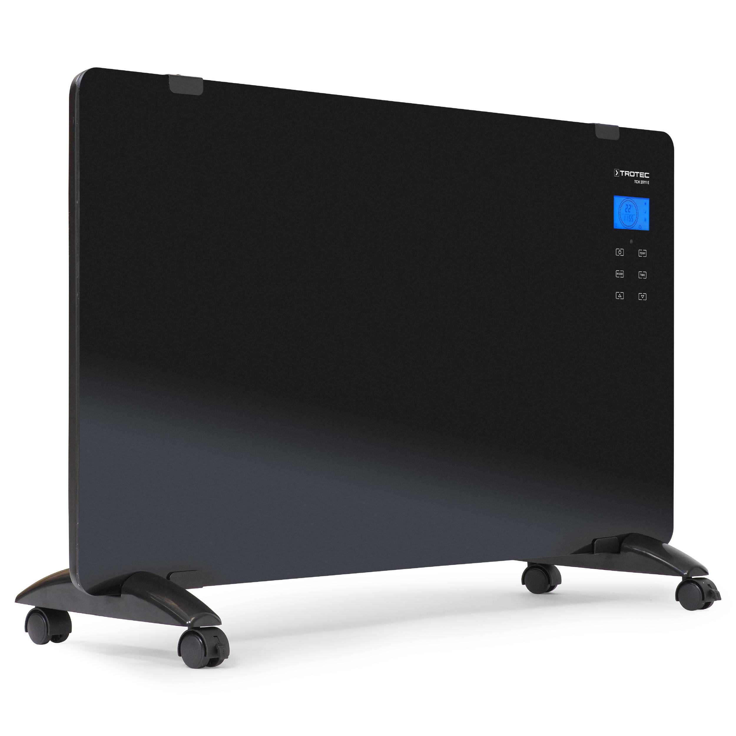 TROTEC Glaskonvektor Elektroheizung TCH 2011 E – Heizleistung 1000 W / 2000 W – Elektrische Heizung mit Thermostat, Timer-Funktion, energiesparend
