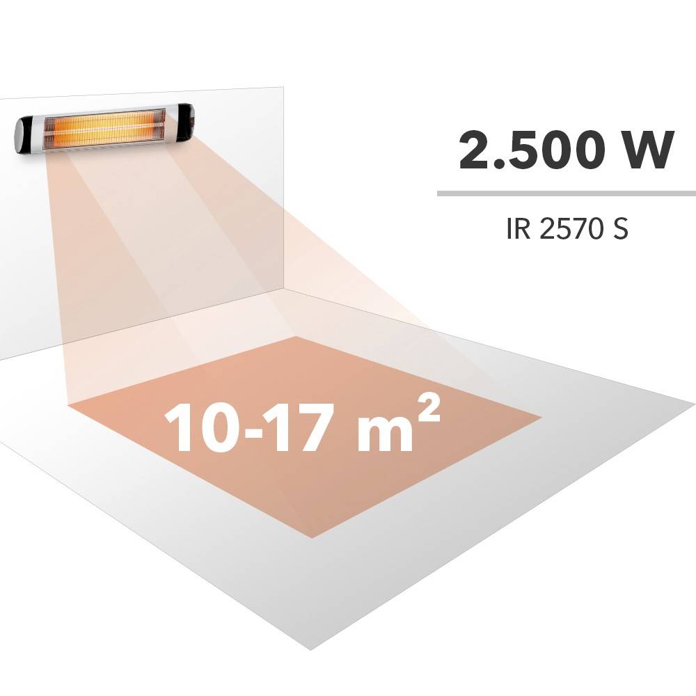 TROTEC Infrarot Heizstrahler IR 2570 S mit 2.500 W Heizleistung Infrarotheizer Terrassenheizstrahler