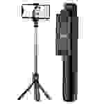 Kaku Bluetooth Selfie Stick mit Fernbedienung Stativ 360 Grad Drehkopf Schwarz