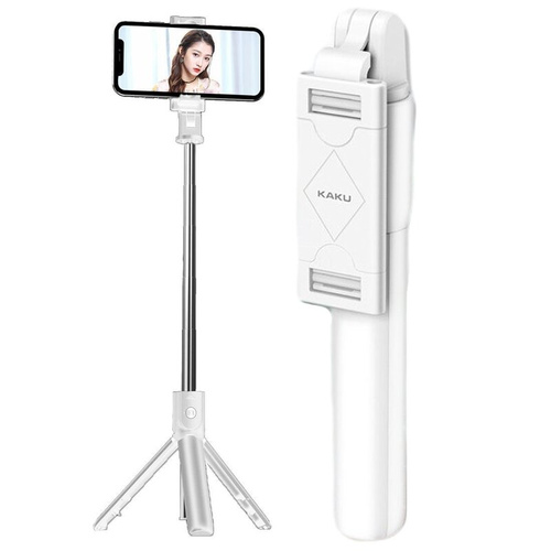 Kaku Bluetooth Selfie Stick mit Fernbedienung Stativ 360 Grad Drehkopf Weiß