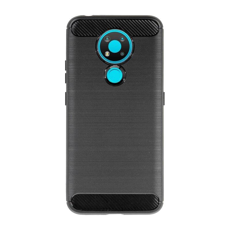 cofi1453® Silikon Hülle Bumper Carbon kompatibel mit Nokia 3.4 Case TPU Soft Handyhülle Cover Schutzhülle Schwarz