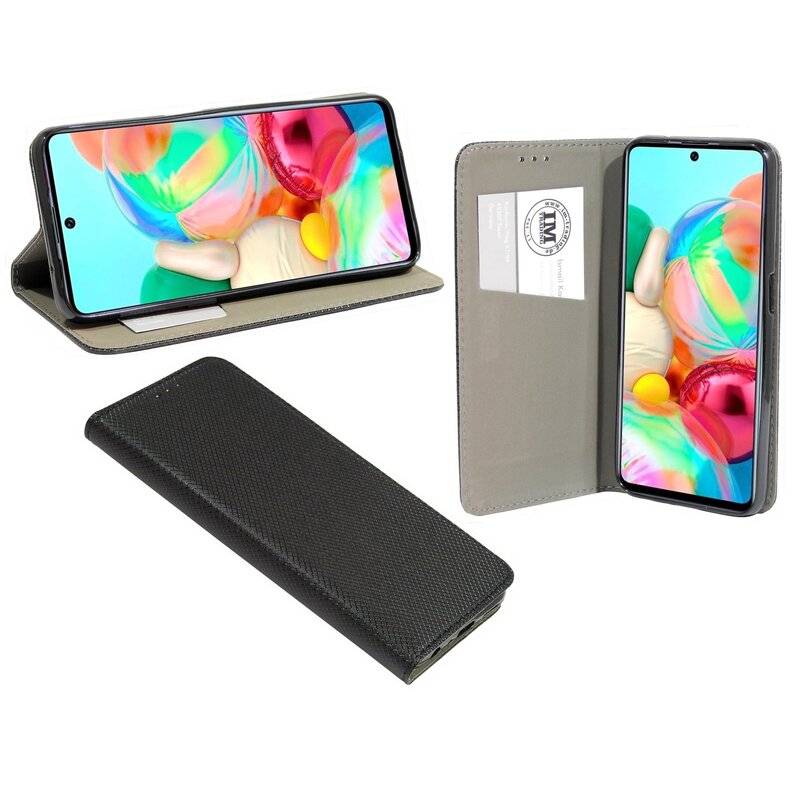 Buch Tasche "Smart" für SAMSUNG GALAXY A72 5G Handy Hülle Brieftasche Schutzhülle mit Standfunktion, Kartenfach Schwarz