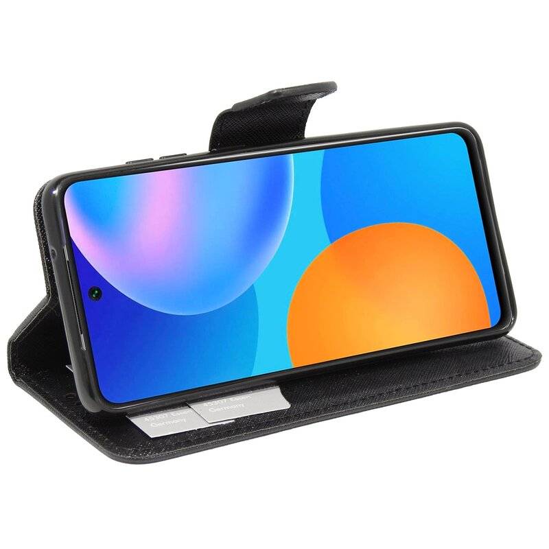 Buch Tasche "Fancy" für HUAWEI P SMART 2021 Handy Hülle Etui Brieftasche Schutzhülle + Standfunktion, Kartenfach Schwarz