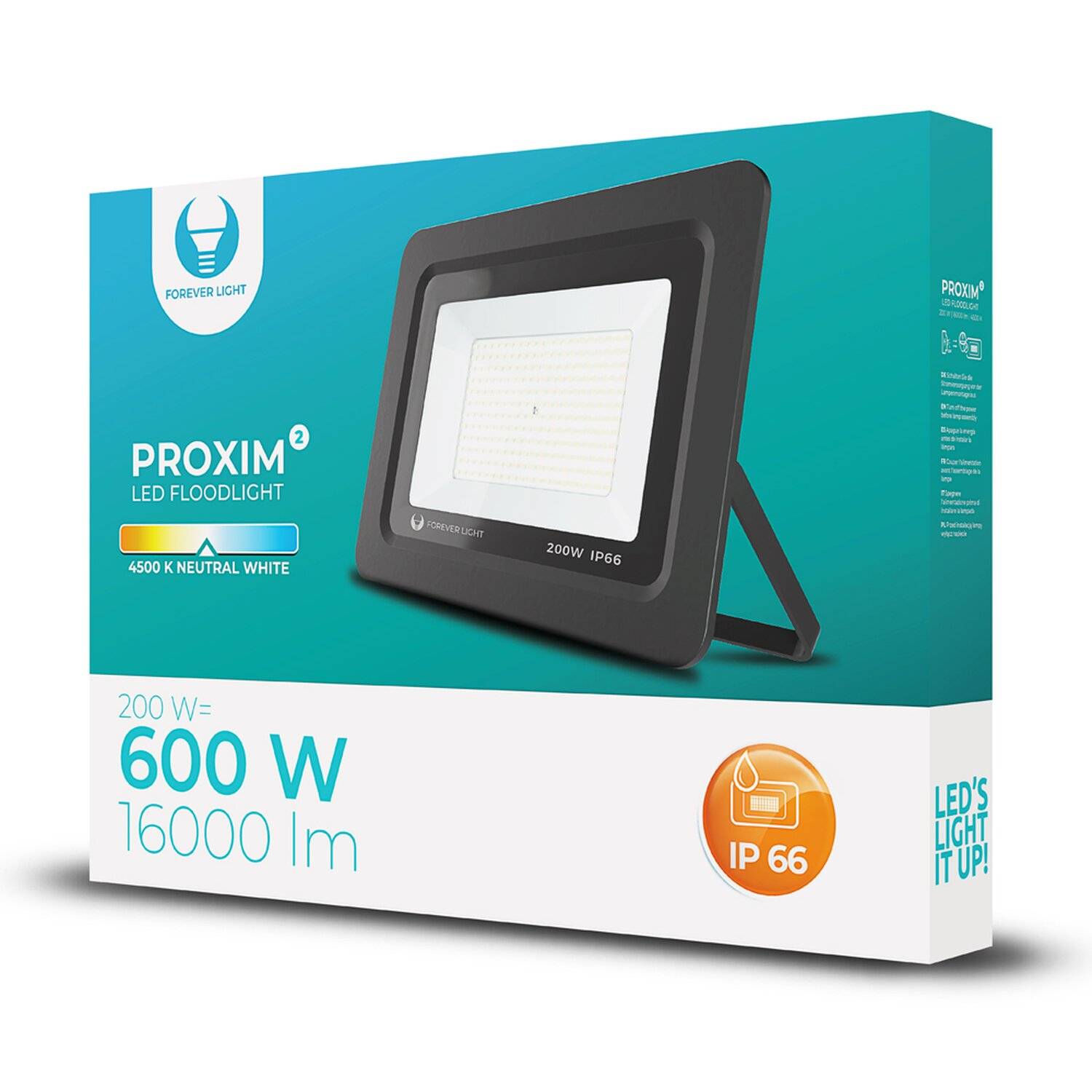 Flutlicht LED PROXIM ll IP66 Wasserdicht Strahler Fluter 200W Ersetzt 600W Neutralweiß (4500K) 16000LM Spotlight Außenstrahler Wandstrahler