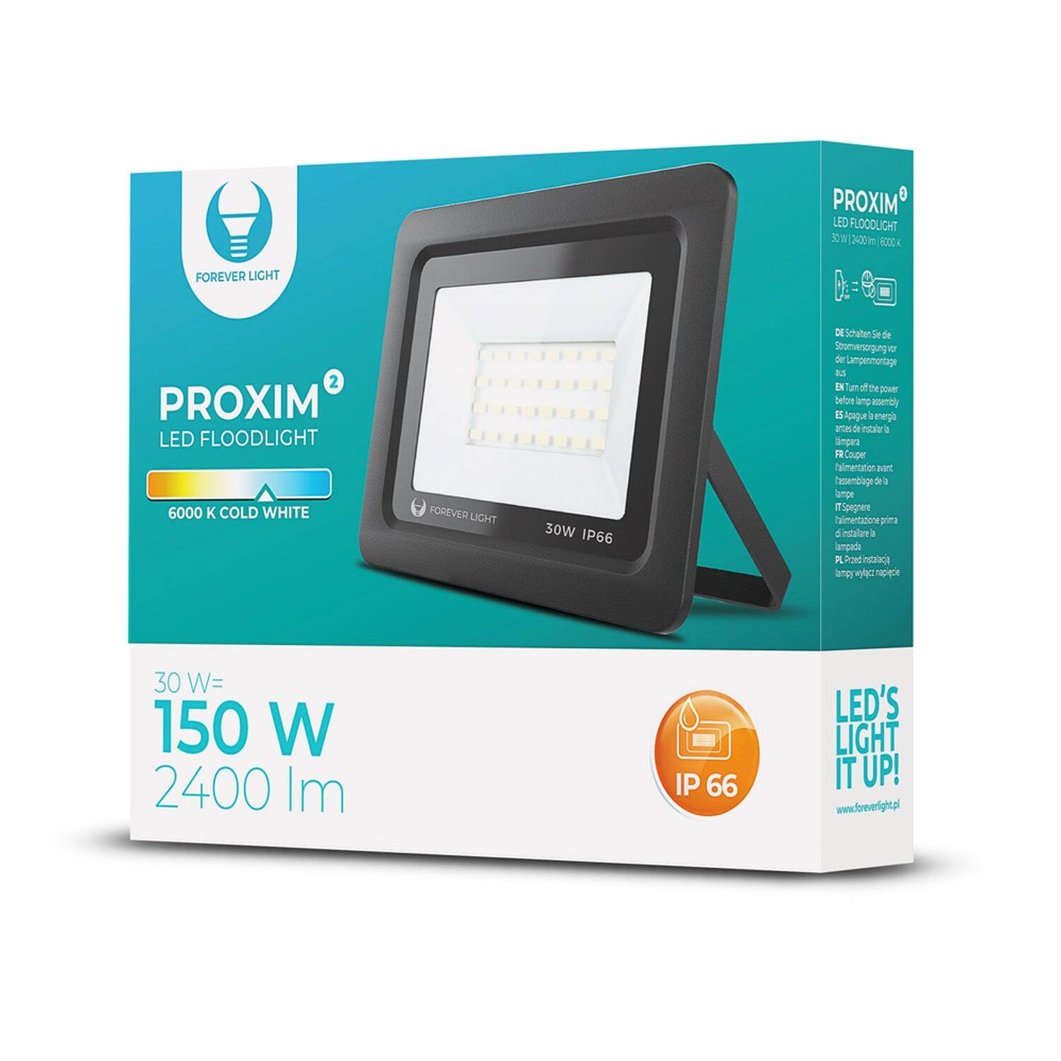 Flutlicht LED PROXIM ll IP66 Wasserdicht Strahler Fluter 50W Ersetzt 200W Kaltweiß (6000K) 4000LM Spotlight Außenstrahler Wandstrahler