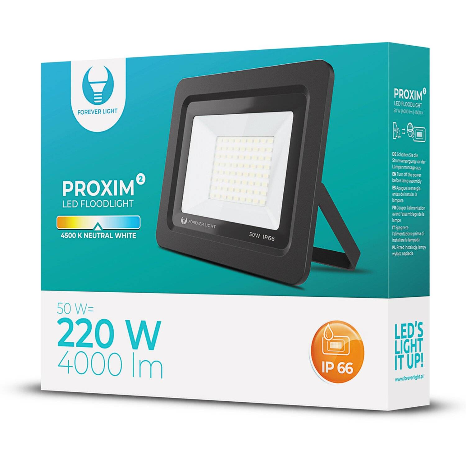 Flutlicht LED PROXIM ll IP66 Wasserdicht Strahler Fluter 50W Ersetzt 200W Neutralweiß (4500K) 4000LM Spotlight Außenstrahler Wandstrahler
