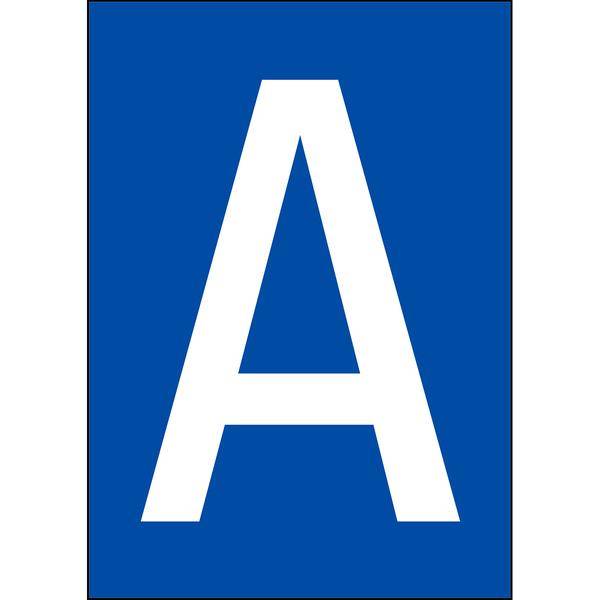 Brady, B-859, A4-Etiketten mit Zahlen und Buchstaben, Magnetischer Kunststoff, Weiß auf Blau, 297 x 210 mm, permanent, Beschriftung: A (1 Schild/Pack