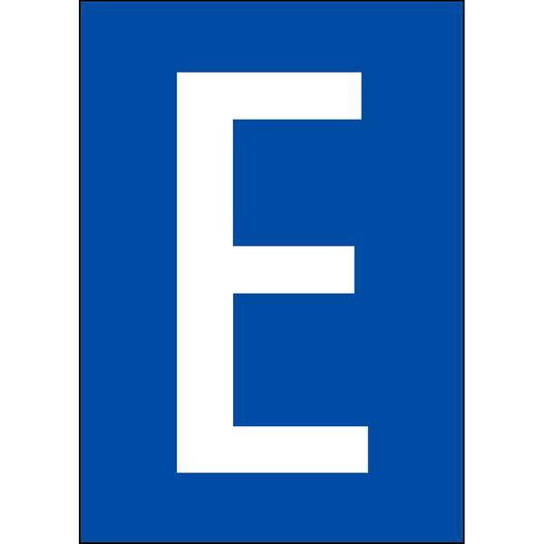 Brady, B-7541, A4-Etiketten mit Zahlen und Buchstaben, Laminierter Polyester, Weiß auf Blau, 297 x 210 mm, permanent, Beschriftung: E (1 Schild/Pack)