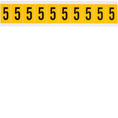 Brady, 1530-5, B-946, Vinyl, Zahl 5, Schwarz auf Gelb, 22 x 38mm, Schrifthöhe 25mm(25 K. á 10 E.)