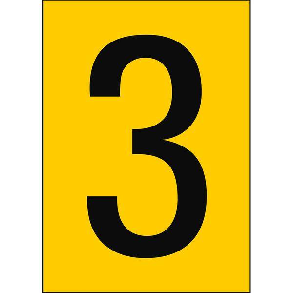 Brady, B-859, A4-Etiketten mit Zahlen und Buchstaben, Magnetischer Kunststoff, Schwarz auf Gelb, 297 x 210 mm, permanent, Beschriftung: 3 (1 Schild/Pa