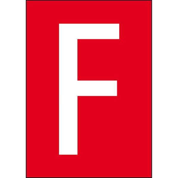 Brady, B-7541, A4-Etiketten mit Zahlen und Buchstaben, Laminierter Polyester, Weiß auf Rot, 297 x 210 mm, permanent, Beschriftung: F (1 Schild/Pack)