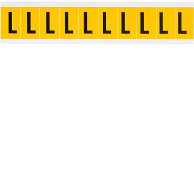 Brady, 1530-L, B-946, Vinyl, Buchstabe L, Schwarz auf Gelb, 22 x 38mm, Schrifthöhe 25mm(25 K. á 10 E.)