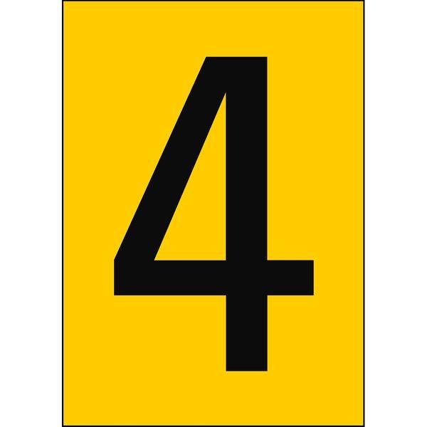 Brady, B-859, A4-Etiketten mit Zahlen und Buchstaben, Magnetischer Kunststoff, Schwarz auf Gelb, 297 x 210 mm, permanent, Beschriftung: 4 (1 Schild/Pa
