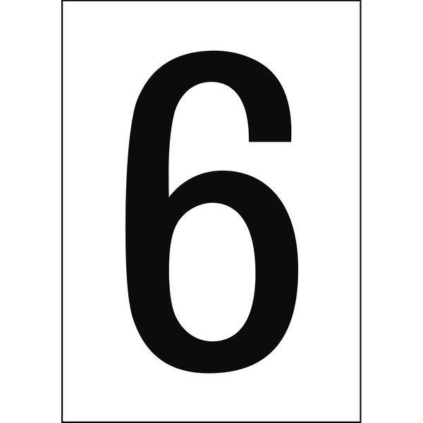 Brady, B-7541, A4-Etiketten mit Zahlen und Buchstaben, Laminierter Polyester, Schwarz auf Weiß, 297 x 210 mm, permanent, Beschriftung: 6 (1 Schild/Pa