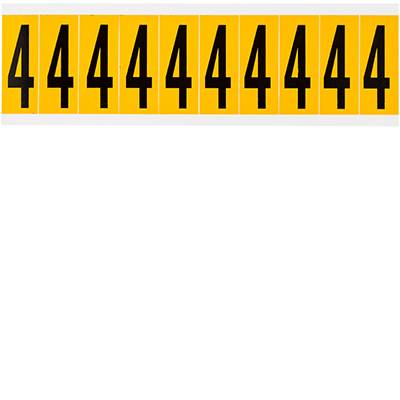 Brady, 1534-4, B-946, Vinyl, Beschriftung: 4, Schwarz auf Gelb, 22 x 57mm, Schrifthöhe 50mm(25 K. á 10 E.)