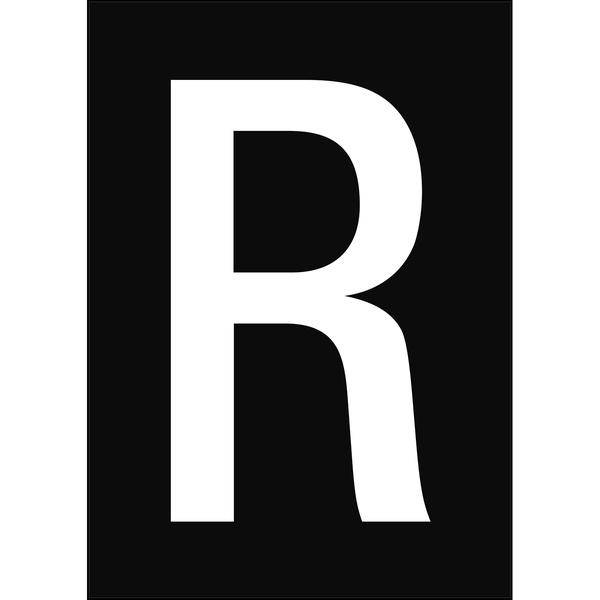 Brady, B-859, A4-Etiketten mit Zahlen und Buchstaben, Magnetischer Kunststoff, Weiß auf Schwarz, 297 x 210 mm, permanent, Beschriftung: R (1 Schild/P