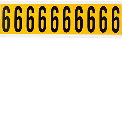 Brady, 1534-6, B-946, Vinyl, Beschriftung: 6, Schwarz auf Gelb, 22 x 57mm, Schrifthöhe 50mm(25 K. á 10 E.)