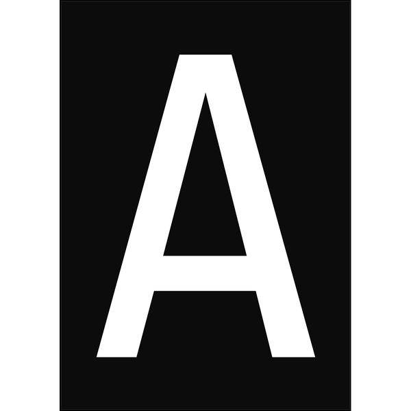 Brady, B-859, A4-Etiketten mit Zahlen und Buchstaben, Magnetischer Kunststoff, Weiß auf Schwarz, 297 x 210 mm, permanent, Beschriftung: A (1 Schild/P