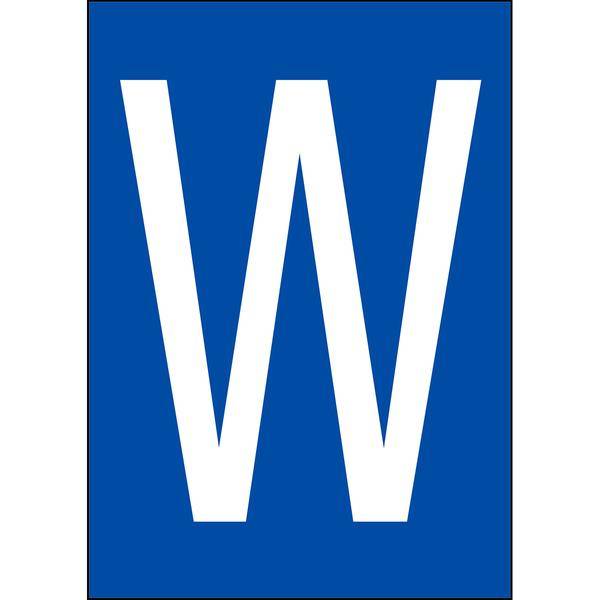 Brady, B-859, A4-Etiketten mit Zahlen und Buchstaben, Magnetischer Kunststoff, Weiß auf Blau, 297 x 210 mm, permanent, Beschriftung: W (1 Schild/Pack