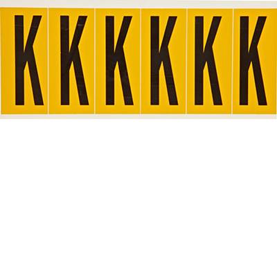 Brady, 1550-K, B-946, Vinyl, Beschriftung: K, Schwarz auf Gelb, 38 x 89mm, Schrifthöhe 75mm(25 K. á 6 E.)