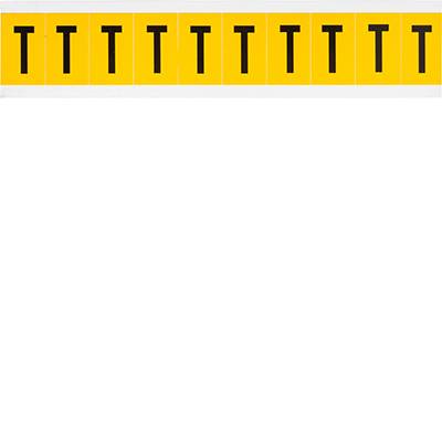 Brady, 1530-T, B-946, Vinyl, Buchstabe T, Schwarz auf Gelb, 22 x 38mm, Schrifthöhe 25mm(25 K. á 10 E.)