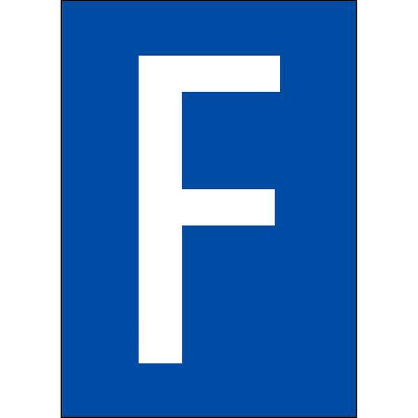 Brady, B-859, A4-Etiketten mit Zahlen und Buchstaben, Magnetischer Kunststoff, Weiß auf Blau, 297 x 210 mm, permanent, Beschriftung: F (1 Schild/Pack