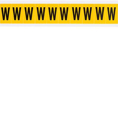 Brady, 1530-W, B-946, Vinyl, Buchstabe W, Schwarz auf Gelb, 22 x 38mm, Schrifthöhe 25mm(25 K. á 10 E.)