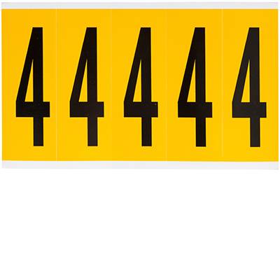 Brady, B-946, 1560-4, Vinyl, Beschriftung: 4, Schwarz auf Gelb, 44 x 127mm, Schrifthöhe 98mm(25 K. á 5 E.)