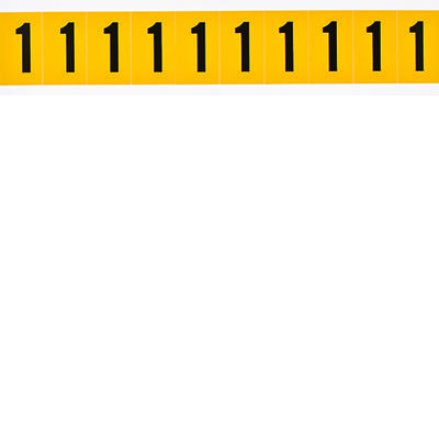Brady, 1530-1, B-946, Vinyl, Zahl 1, Schwarz auf Gelb, 22 x 38mm, Schrifthöhe 25mm(25 K. á 10 E.)
