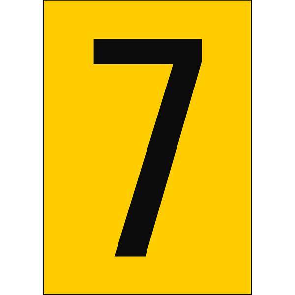 Brady, B-859, A4-Etiketten mit Zahlen und Buchstaben, Magnetischer Kunststoff, Schwarz auf Gelb, 297 x 210 mm, permanent, Beschriftung: 7 (1 Schild/Pa