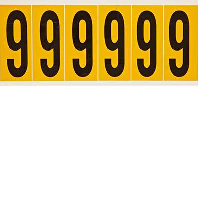 Brady, 1550-9, B-946, Vinyl, Beschriftung: 9, Schwarz auf Gelb, 38 x 89mm, Schrifthöhe 75mm(25 K. á 6 E.)