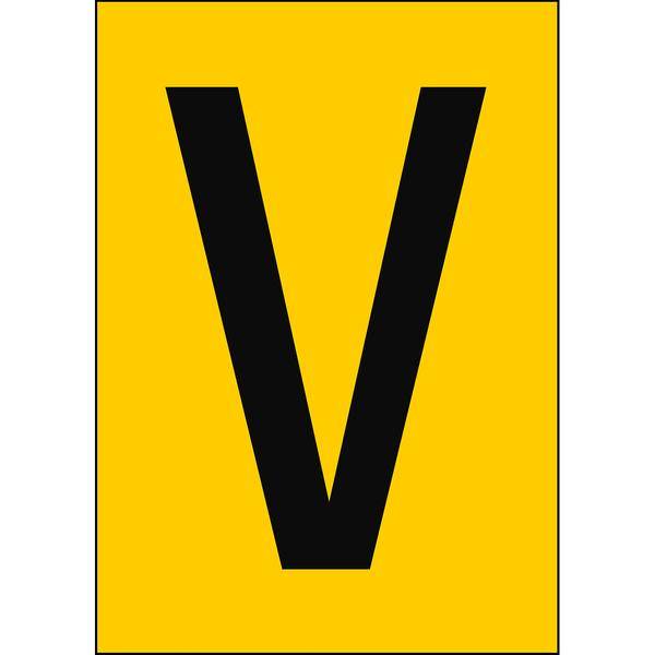 Brady, B-859, A4-Etiketten mit Zahlen und Buchstaben, Magnetischer Kunststoff, Schwarz auf Gelb, 297 x 210 mm, permanent, Beschriftung: V (1 Schild/Pa