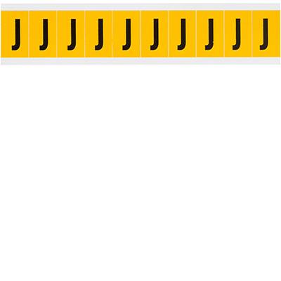 Brady, 1530-J, B-946, Vinyl, Buchstabe J, Schwarz auf Gelb, 22 x 38mm, Schrifthöhe 25mm(25 K. á 10 E.)