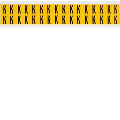 Brady, 1520-K, B-946, Vinyl, Buchstabe K, Schwarz auf Gelb, 14 x 19mm, Schrifthöhe 15mm(25 K. á 32 E.)