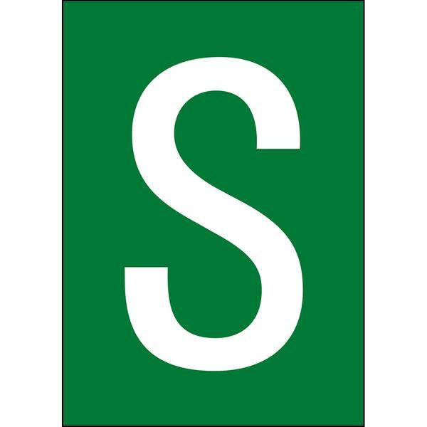 Brady, B-7541, A4-Etiketten mit Zahlen und Buchstaben, Laminierter Polyester, Weiß auf Grün, 297 x 210 mm, permanent, Beschriftung: S (1 Schild/Pack