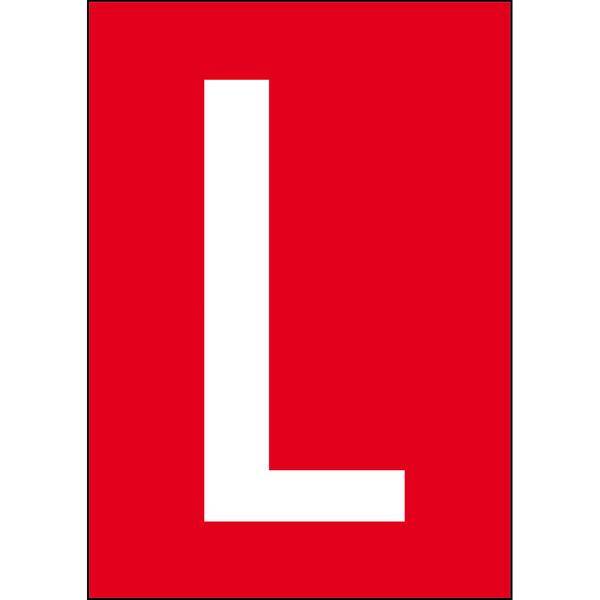 Brady, B-859, A4-Etiketten mit Zahlen und Buchstaben, Magnetischer Kunststoff, Weiß auf Rot, 297 x 210 mm, permanent, Beschriftung: L (1 Schild/Pack)