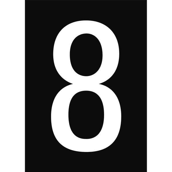 Brady, B-859, A4-Etiketten mit Zahlen und Buchstaben, Magnetischer Kunststoff, Schwarz auf Weiß, 297 x 210 mm, permanent, Beschriftung: 8 (1 Schild/P