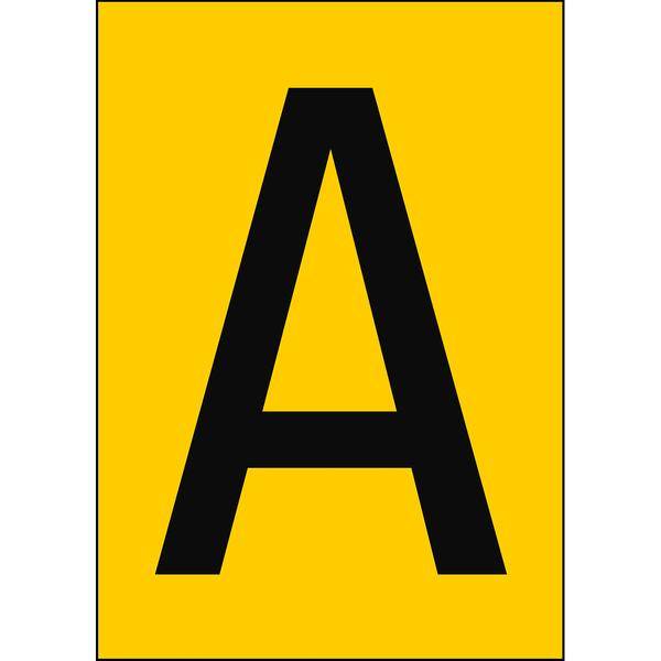 Brady, B-7527, A4-Etiketten mit Zahlen und Buchstaben, Polypropylen, Schwarz auf Gelb, 297 x 210 mm, nicht klebend, Beschriftung: A (1 Schild/Pack)