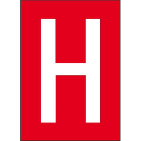 Brady, B-859, A4-Etiketten mit Zahlen und Buchstaben, Magnetischer Kunststoff, Weiß auf Rot, 297 x 210 mm, permanent, Beschriftung: H (1 Schild/Pack)