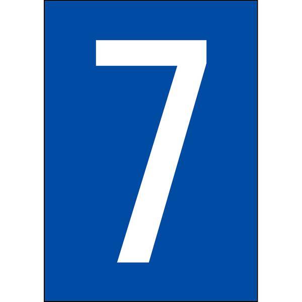 Brady, B-859, A4-Etiketten mit Zahlen und Buchstaben, Magnetischer Kunststoff, Weiß auf Blau, 297 x 210 mm, permanent, Beschriftung: 7 (1 Schild/Pack