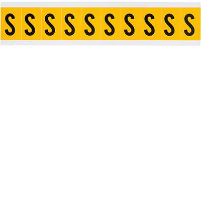Brady, 1530-S, B-946, Vinyl, Buchstabe S, Schwarz auf Gelb, 22 x 38mm, Schrifthöhe 25mm(25 K. á 10 E.)